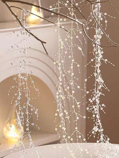 6/3/1PC Faux Pearl Bead Wreath Suitable For Tree Hanging Decoration, Faux Pearl Chain Pearl String Suitable For Handmade Wedding Decoration, Birthday Party Center Decoration, Bridal Bouquet Crafts, Flower Supplies, Tree Decoration, Round Pearl Wreath, Used For DIY Home, Party, Wedding Festival Scene Decoration, Handmade Crafts Back To School Valentine's Day