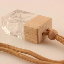 1 Stück 10ml flache quadratische Auto-Duft-Glasanhänger zum Aufhängen, nachfüllbar, leere Flasche