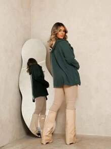 WOMEN'S WINTER COAT. WARM, FURRY - Teal Blue - View 1