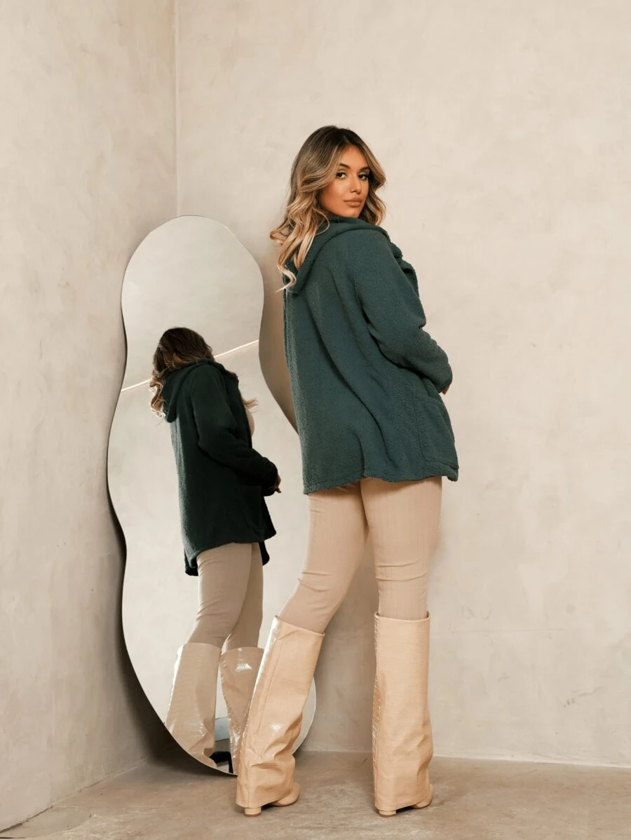 WOMEN'S WINTER COAT. WARM, FURRY - Teal Blue - View 1