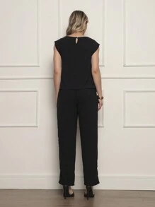 Duna Women's Set Short Sleeve Blouse And Trousers - Duna Fabric - 黑色 - 查看 3