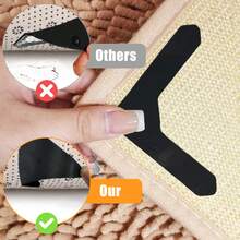 8 miếng kẹp thảm chống trượt, neo thảm có thể tái sử dụng, miếng đệm an toàn chống trượt cho sàn gạch và sàn gỗ, dễ vệ sinh, miếng dán băng dính hai mặt có thể tái sử dụng dưới thảm, lý tưởng cho thảm trải sàn và thảm trải sàn - màu đen - Xem 4