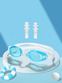 1pc Swimming Goggles (With Ear Plugs) / 1pc Silicone Ear Plugs (1.6cm/0.62in) In Black/Pink White/Lake Blue, Waterproof Anti-Fog Swimming Goggles, Swimming Equipment, Clear Vision, Comfortable And High-End PC Lens, Double-Layer Sealing Ring, Elastic Silicone Strap, Waterproof Swimming Goggles For Men And Women, Graduation Gift, Birthday Gift, Summer, Pool Equipment, Gift, Swim, Goggles, Tanning Goggles, Swimming Gear, Swim Accessories, Beach, Beach Essentials, Pool Float - Multicolor - View 12