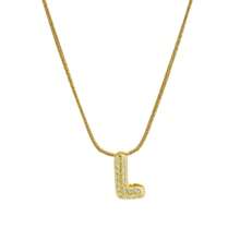 26pcs English Letter Pendant Necklace, Stainless Steel Curb Chain, Fashion Accessory