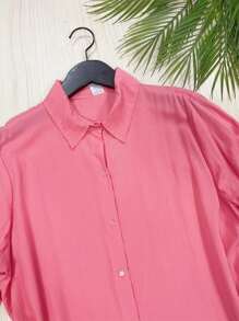 Women's Shirt In Beautiful Viscose Fabric - 西瓜粉 - 查看 3