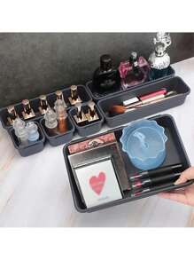 8pcs/Set The Drawer Holds The Tray Organizer Kit - Jewelry Box, Cosmetic Box, Waterproof & Dustproof Jewelry Box, Multi-Layer Storage Rack, Multi-Function Storage Rack, Independent Compartment Display Rack