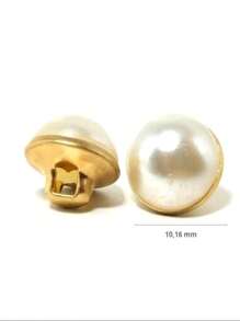 Brass Button With Pearl Foot Gold And Silver Pj-37 10.16mm With 100 Units - 金色 - 查看 2