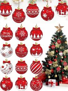 12PCS Christmas Ornaments - Wooden Candy Cane, Lollipop Hanging Decorations For Christmas Tree, Holiday Home, Party, Cafe, Supermarket Decor,Winter Wonderland Holiday New Year Xmas Tree,Holiday Supplies, Home Decorations, Room Decorations, Holiday Decorations, Christmas Tree Decorations, Indoor And Outdoor Home Furnishings-(Note: 1pc Does Not Include Rope) - Red - View 2