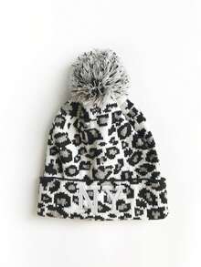 1 chiếc mũ len dệt kim thêu họa tiết da báo & NY phong cách Y2K thời trang dành cho cả nam và nữ, phù hợp để mặc dạo phố, dự tiệc, mặc ngoài trời vào mùa thu/đông - mũ dệt kim - Xem 7