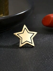1 chiếc trâm cài áo kim hình ngôi sao năm cánh phong cách tối giản chống chói cho cổ áo khoác và vest - A - Xem 10