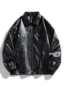 Women's Long Sleeve Lapel Casual Fashion Elastic Cuff Loose Workwear Rivet Pocket Zip-Up Jacket