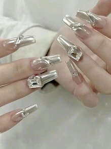 30颗长方形美甲水晶，各种尺寸，透明迷你美甲装饰，适用于DIY美甲用品、美甲饰品、美甲宝石、美甲水钻 - 白色 - 查看 5