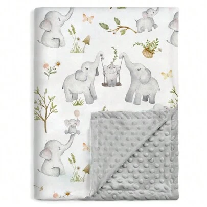 Baby Blankets For Unisex Boys Girls, Super Soft Nursery Minky Blankets With Baby Style Printed Design And Dotted Fleece Backing, Printed Throws Newborn