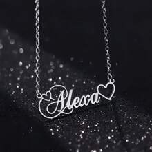 1 pieza Collar personalizado con corazón hueco y nombre en oro/plata, regalo del Día de San Valentín, collar de acero inoxidable para mujer, regalo para parejas, regalo personalizado para amigos, familia y ocasiones especiales como cumpleaños, aniversario, graduación, fiesta (solo en inglés)