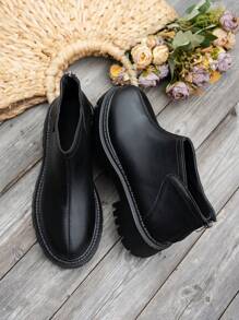 New Autumn/Winter Classic Chelsea Short Boots, Round Toe Thick Heel Ankle Boots
