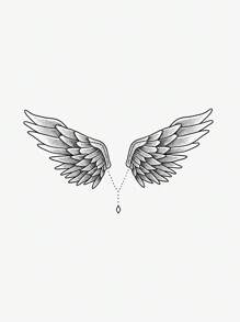 1 pièce Tatouage temporaire, design d'ailes noires libres, imperméable et anti-transpiration, convient aux hommes et aux femmes, peut être placé dans le dos