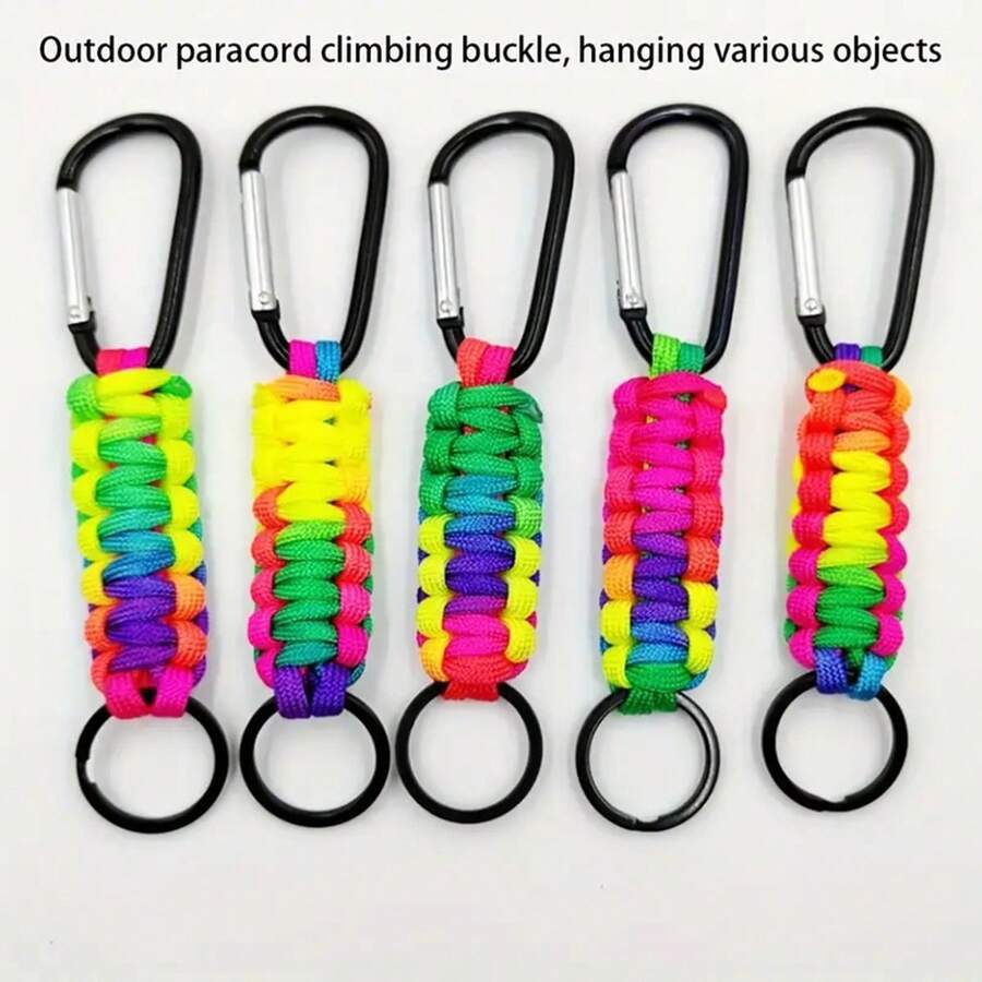 1 件彩色伞绳钥匙扣带登山扣 - 耐用的 7 芯编织绳，锌合金，适合户外探险和日常使用 - 彩色 - 查看 1