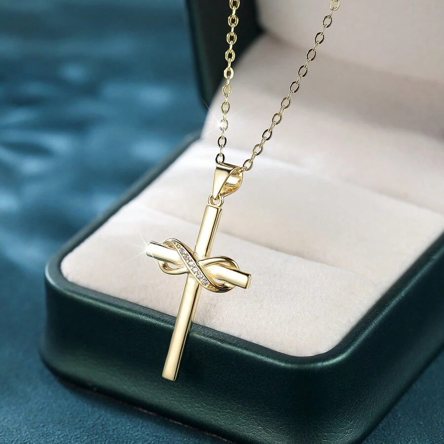 1 件优雅迷人的 8 字形吊坠项链，生日/周年纪念礼物 - 金色 - 查看 1