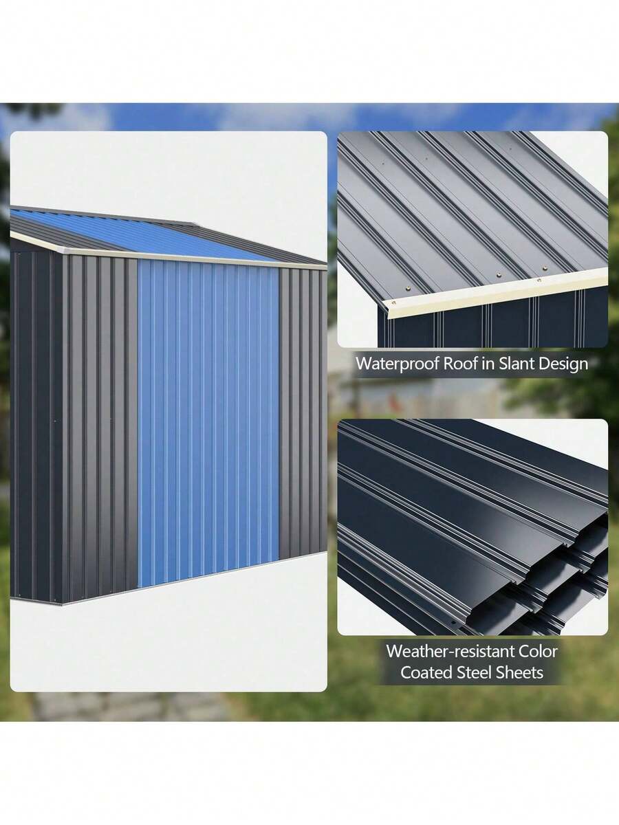 Outdoor Storage Shed Extension Kit For 9.1 Ft Shed Width Grey SHEIN UK