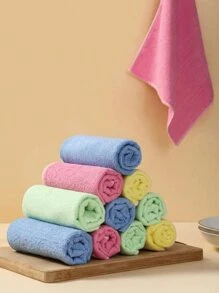 5pcs/10pcs Random Colors Reusable Kitchen Cleaning Cloth, Multifunctional Non-Oily Dishcloth For Kitchen And Bathroom Household Cleaning, Durable Absorbent Towel Easy To Remove Stains And Grease, Cleaning Supplies - Multicolor - View 2