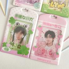 Four-Leaf Clover Strawberry Phpto Card Holder Can Put Student Card Holder Keychain,School Supplies,Back To School - Color - View 6