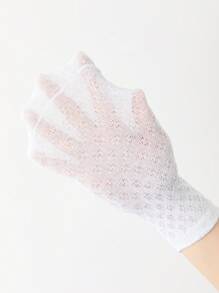 6双/套女士水钻格子镂空透气学生袜，适合学校日常使用 - 彩色 - 查看 5