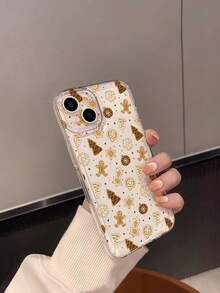 1 个透明防震软手机壳，带棕色圣诞节和圣诞树图案，适用于 Iphone 15/15Plus/15Pro/15ProMax - 彩色 - 查看 3