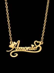 1pc Gold Silver Custom Love Personalized English Letter Pendant Necklace Adjustable Necklace Decoration (English Only) Valentines - Multicolor - View 6