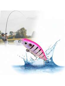 1 Pieza Señuelo De Pesca Artificial,Señuelos De Pesca Para Agua Dulce Con Señuelos De Plástico Blando, Señuelo De Pesca Suave Realista Con Anzuelo, Cebo Artificial De Pez Biológico Con Cola Oscilante, Lubina y Otros Peces, Duradero Y Resistente a La Corrosión, Ideal Para Pesca De Agua Dulce Y Salada, Pesca 1 pieza de señuelo de pesca artificial flotante duro de cebo para la pesca de bajo y lucio - Rosa - Ver 3