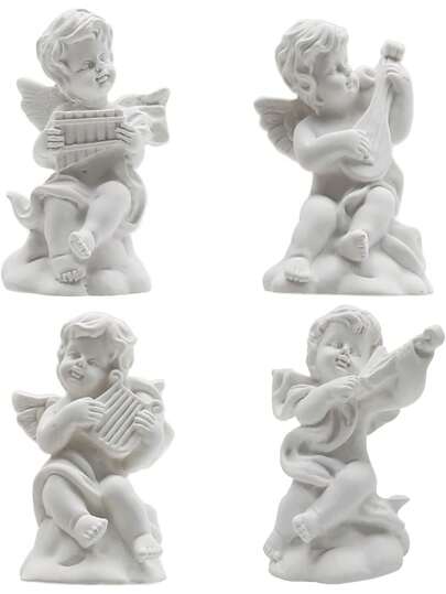 8 peças de estátua de anjinho, mini figura de resina e mini coluna romana, adorável escultura musical, figura de querubim, prateleiras, decoração para casa, adequada para decoração de mesa de escritório, decoração de estante, decoração de quarto, perfeita para presentes de feriado, decoração religiosa para casa, exibição de altar de casamento de batismo, presente de anjo de Natal