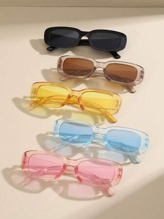 5 pares de gafas de moda cuadradas personalizadas para mujer, opciones de multicolor de lujo, adecuadas para la vida diaria, vacaciones en la playa, accesorio de viaje al aire libre para vacaciones en la playa, al aire libre y viajes