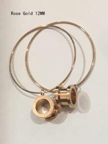 CIZME 2Pcs/Pair Stainless Steel Screw Ear Tunnels Large Hoop Dangle Ear Plugs Expander 4-20mm Gauges For Ears Stretcher Piercing(Silver/Gold/Black/Rose Gold) - Multicolor - View 35