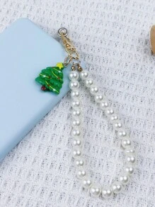 圣诞老人和圣诞树珍珠手机吊坠、装饰配件、送给朋友和女朋友的圣诞礼物 - 彩色 - 查看 11