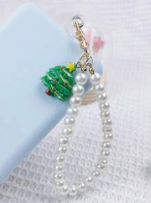 圣诞老人和圣诞树珍珠手机吊坠、装饰配件、送给朋友和女朋友的圣诞礼物 - 彩色 - 查看 9