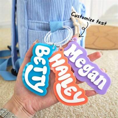 Personalisierter Acryl-Namensanhänger, Rucksack für den Schulstart, Sommerferienstil, einzigartige Buchstaben-Aufkleber, frischer Makronenton, Taschenanhänger, ideales Geschenk für Familie und Freunde zu Halloween und Weihnachten - 1 Stück