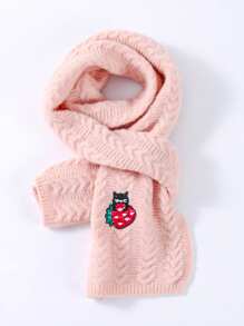 1 件卡通猫图案女孩保暖围巾，粉色 - 1件 - 查看 9