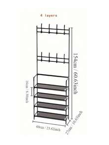 Perchero de zapatos Y Organizador con perchero de sombrero, Almacenamiento, 4 Niveles - Multicolor - Ver 4