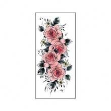 1 miếng dán hình xăm tạm thời hình hoa, trang trí cơ thể nhiều màu sắc và thời trang cho phụ nữ, không thấm nước và lâu trôi, thích hợp cho tiệc Halloween - màu đen - Xem 4