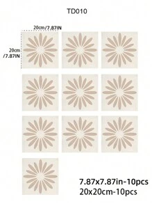 10pcs 20x20cm French Vintage Ins Style Ceramic Tile For Bathroom, Washroom Decoration, With Self-Adhesive, Waterproof & Anti-Slip - Multicolor - View 10