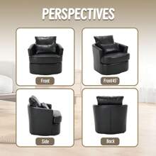 MoolSun Rotating Bucket Chair, Comfortable Circular Decorative Sofa Chair, Suitable For Living Rooms, 360 Degree Rotating Bucket Club Chair, Suitable For Leisure Armchairs In Daycare, Hotels, Bedrooms, Offices, And Lounges - (黑色PU) - 查看 7