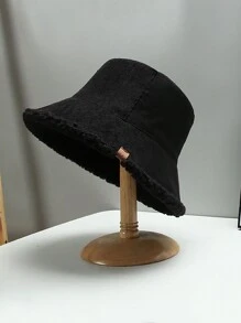 1 Peça Chapéu Balde Feminino Grosso e Reversível, Feito de Veludo Cotelê e Forrado em Fleece Extra Grosso, Elegante e Confortável para Outono/Inverno, Versátil Chapéu Balde Macio e Felpudo para Inverno