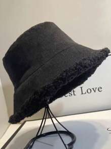 1 Peça Chapéu Balde Feminino Grosso e Reversível, Feito de Veludo Cotelê e Forrado em Fleece Extra Grosso, Elegante e Confortável para Outono/Inverno, Versátil Chapéu Balde Macio e Felpudo para Inverno