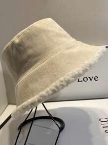 1 Peça Chapéu Balde Feminino Grosso e Reversível, Feito de Veludo Cotelê e Forrado em Fleece Extra Grosso, Elegante e Confortável para Outono/Inverno, Versátil Chapéu Balde Macio e Felpudo para Inverno