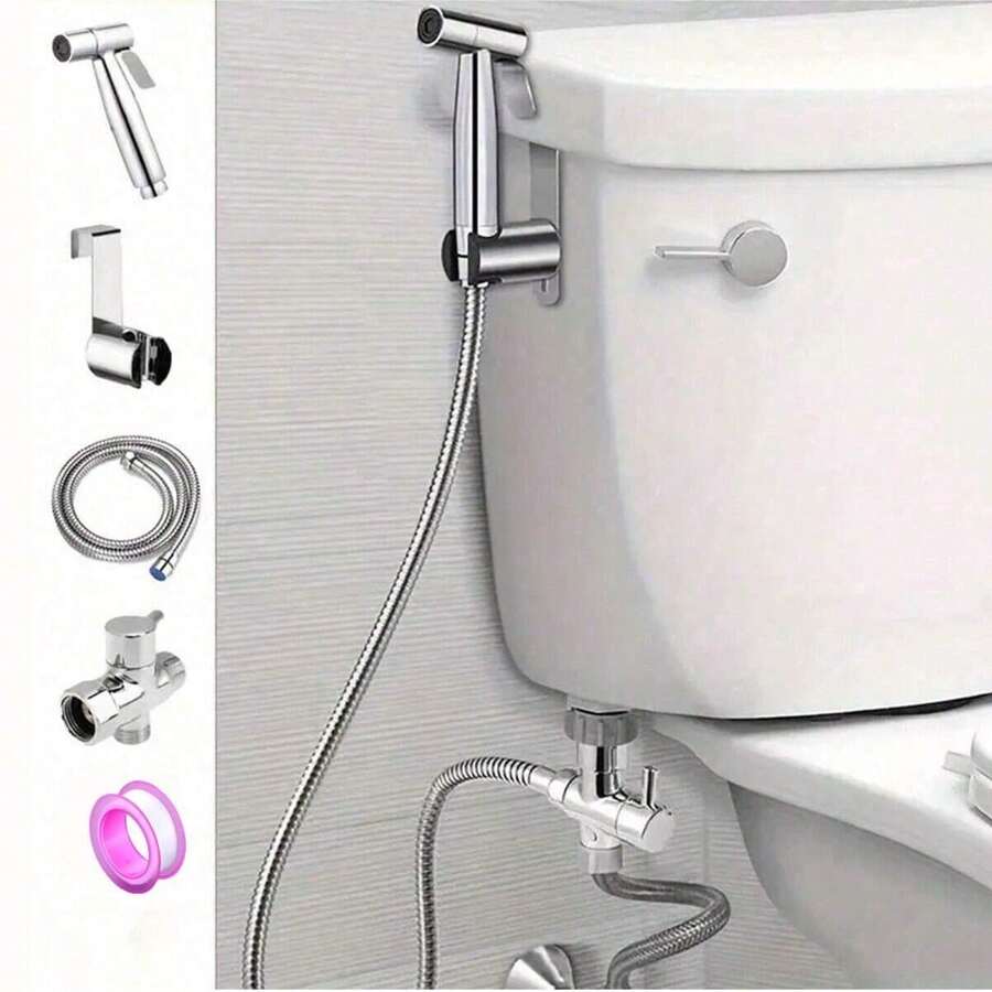 1pc Ultimate Toilet Cleaning Set Stainless Steel Spray Gun With
