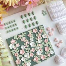 1 件/5 件叶子和花朵形状的粘土切割器，用于耳环、粘土珠子制作的珠宝制作工具 - 白色 - 查看 3