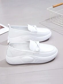 Giày Y Tá Nữ Da Mềm Thoải Mái Đế Phẳng Giày Công Sở Giày Đế Dày Không Gây Mệt Mỏi Giày Thể Thao Trắng Thường Ngày - trắng - Xem 3
