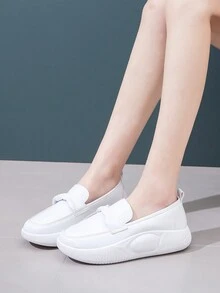 Giày Y Tá Nữ Da Mềm Thoải Mái Đế Phẳng Giày Công Sở Giày Đế Dày Không Gây Mệt Mỏi Giày Thể Thao Trắng Thường Ngày - trắng - Xem 6