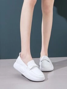 Giày Y Tá Nữ Da Mềm Thoải Mái Đế Phẳng Giày Công Sở Giày Đế Dày Không Gây Mệt Mỏi Giày Thể Thao Trắng Thường Ngày - trắng - Xem 7