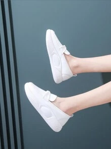 Giày Y Tá Nữ Da Mềm Thoải Mái Đế Phẳng Giày Công Sở Giày Đế Dày Không Gây Mệt Mỏi Giày Thể Thao Trắng Thường Ngày - trắng - Xem 1