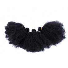 Mongolian Afro Kinky Curly Human Hair Bundles Afro Kinky 3 Bundles Human Hair Curly Weave Bundles For Women Brazilian Virgin Human Hair Bundles Hair Extensions Natural Black - Black - View 7